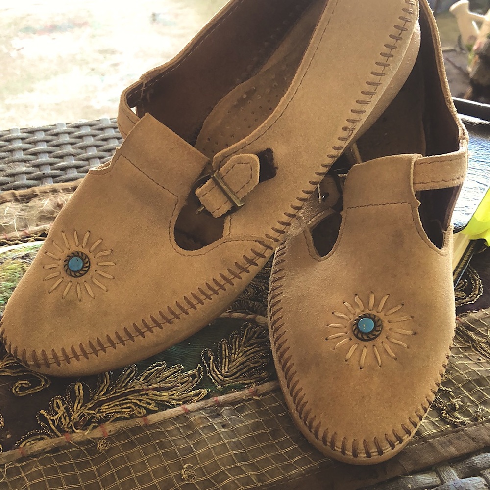 Rare Minnetonka Turquoise Sun Moccasin Loafer Shoes size 9